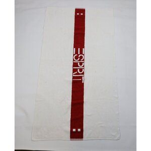 Vintage 90s Esprit Distressed Spell Out Color Block Beach Bath Towel White USA